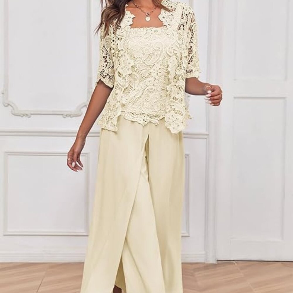 Zongqiven Women's Mother Pant Suit Wedding Guest Outfit Sets Elegant Evening